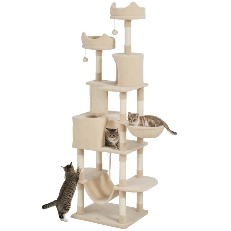PawHut 81" Large Cat Tree w/ Scratching Posts, Beige