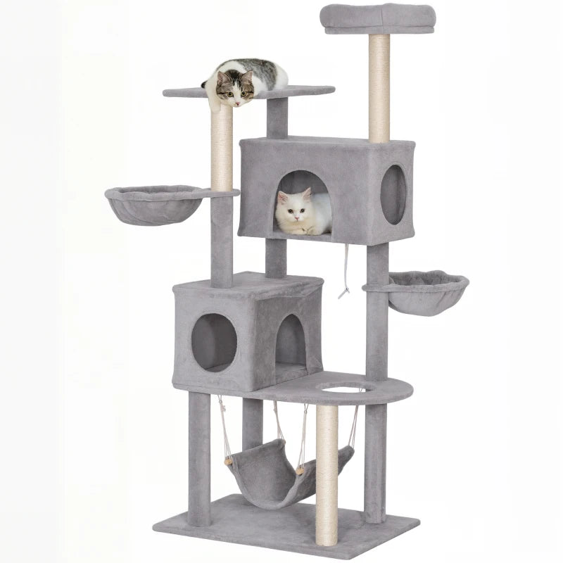 PawHut 66 Inch Large Cat Tree, Light Grey