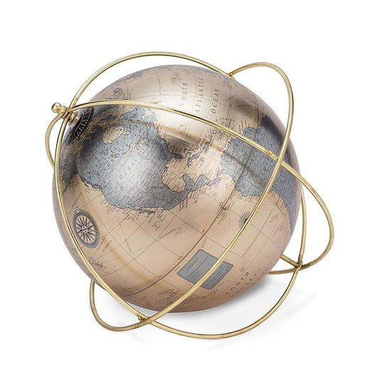 Globe in Wire Stand Pewter / Gold