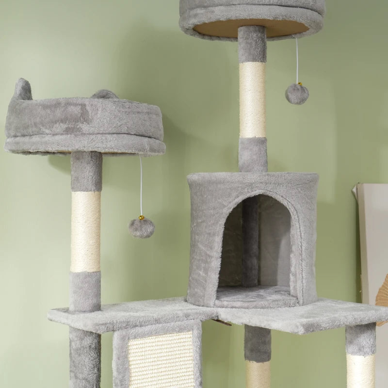 PawHut 81" Large Cat Tree w/ Scratching Posts, Light Grey