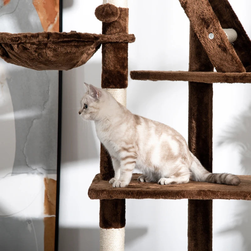 PawHut 94"-102" Huge Cat Tree Ceiling High, Brown