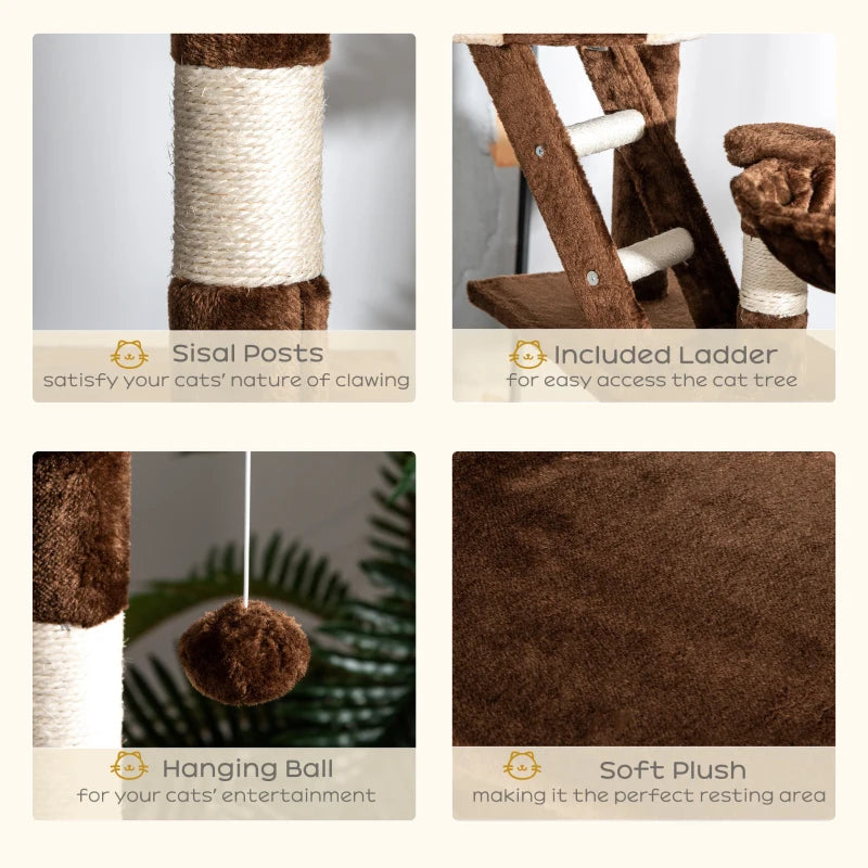 PawHut 94"-102" Huge Cat Tree Ceiling High, Brown