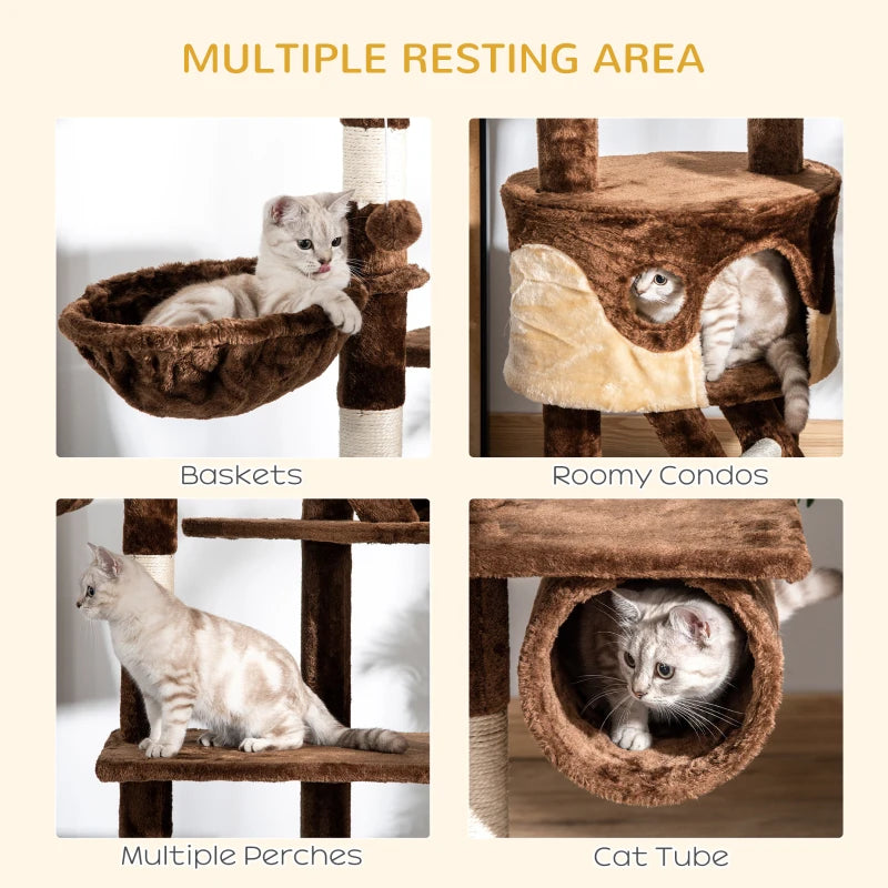 PawHut 94"-102" Huge Cat Tree Ceiling High, Brown