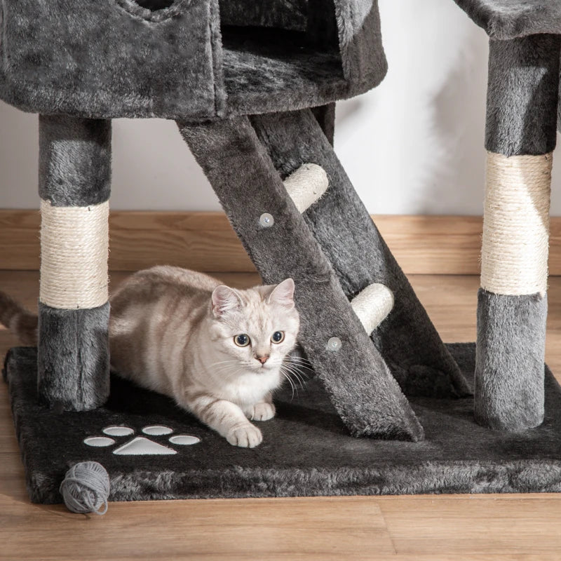 PawHut 94"-102" Floor to Ceiling Cat Tree, Dark Grey