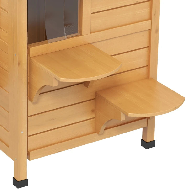 PawHut 2-Storey Outdoor Cat House, Yellow