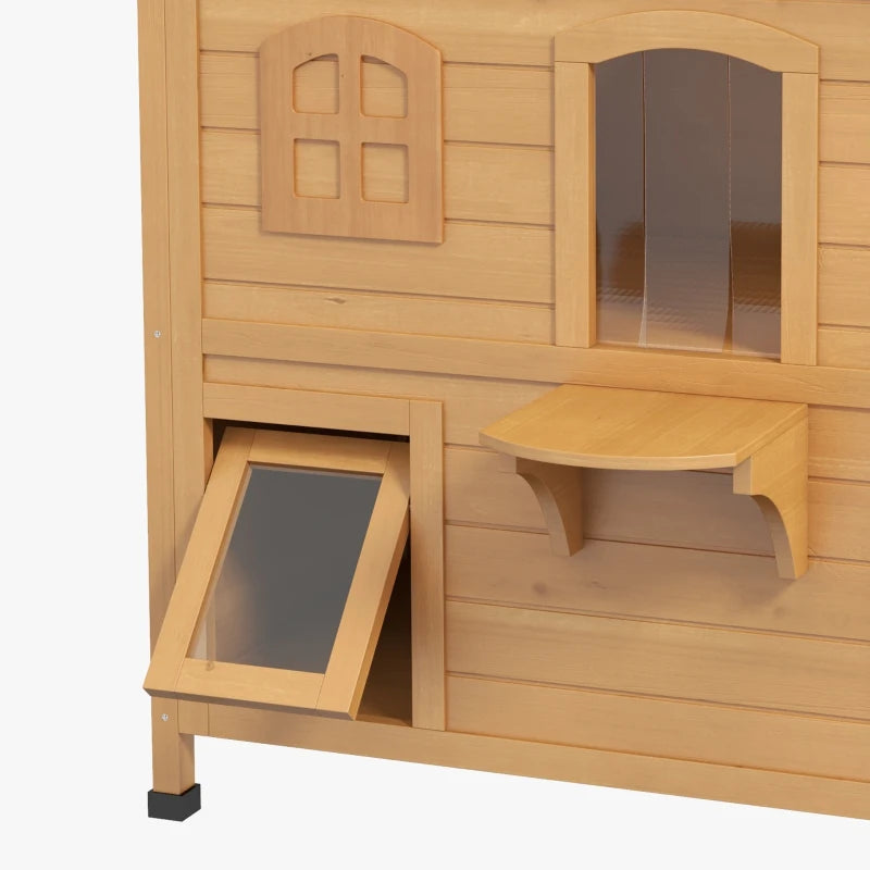PawHut 2-Storey Outdoor Cat House, Yellow