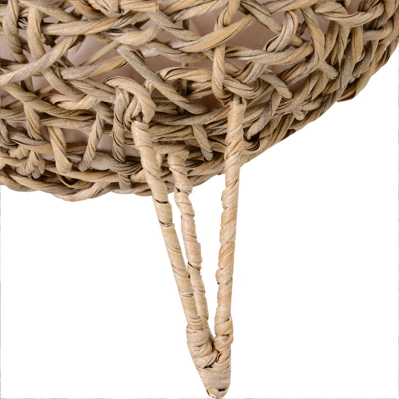 PawHut Rattan Cat House with Cushion, Natural