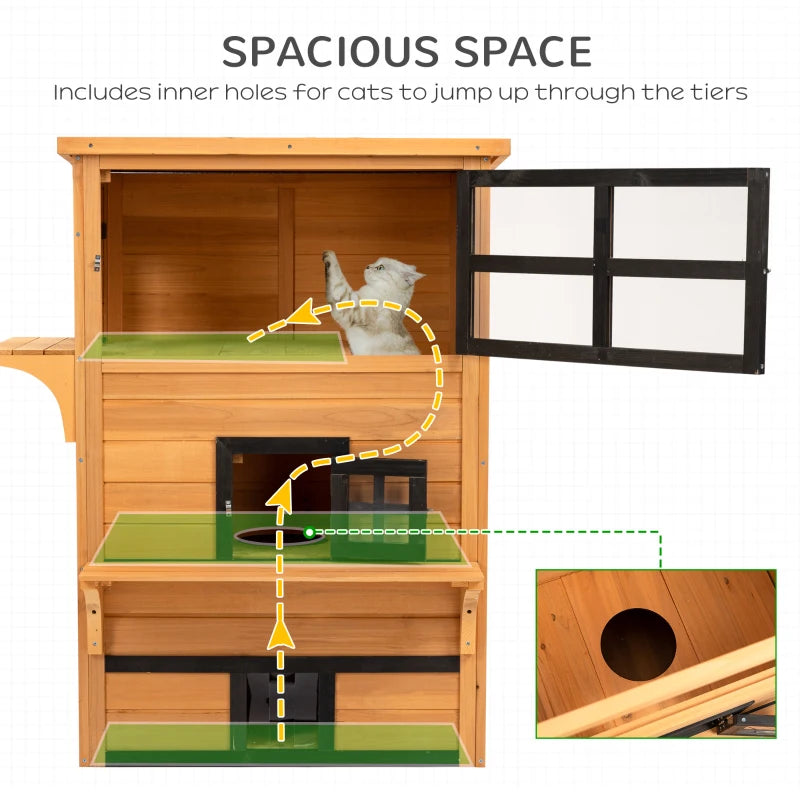 PawHut Cat House, Outdoor 3-Tier