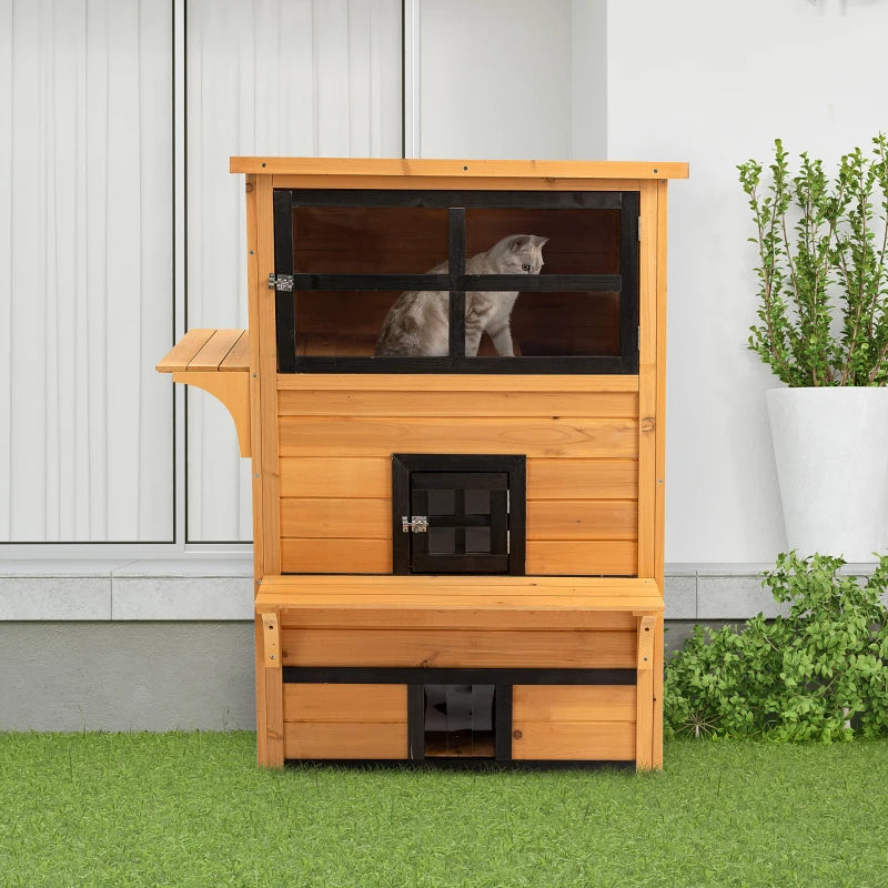 PawHut Cat House, Outdoor 3-Tier
