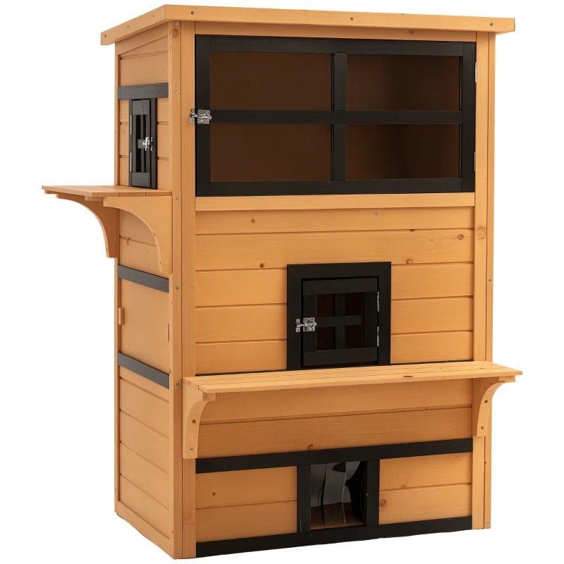 PawHut Cat House, Outdoor 3-Tier