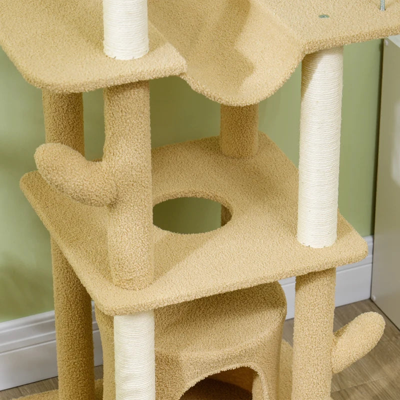 PawHut 89"-100" Floor to Ceiling Cat Tower, Brown