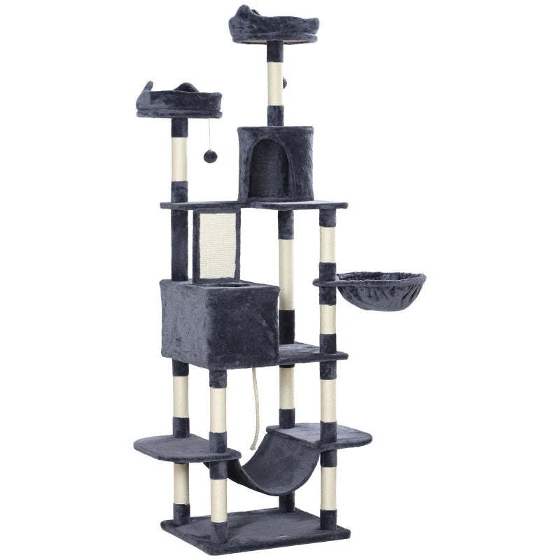 PawHut 81" Large Cat Tree w/ Scratching Posts, Dark Grey