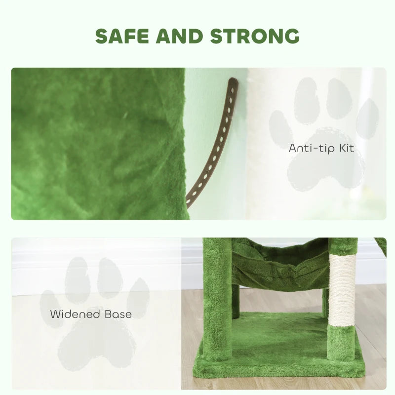 PawHut Cat Tree, 70" Multi-Level Cat Tower, Green