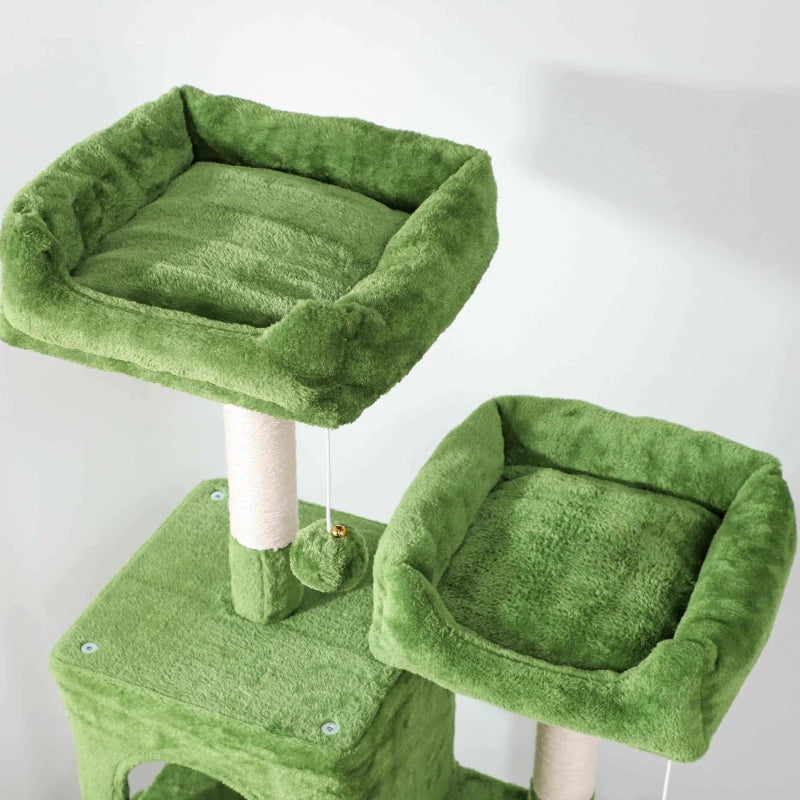 PawHut Cat Tree, 70" Multi-Level Cat Tower, Green