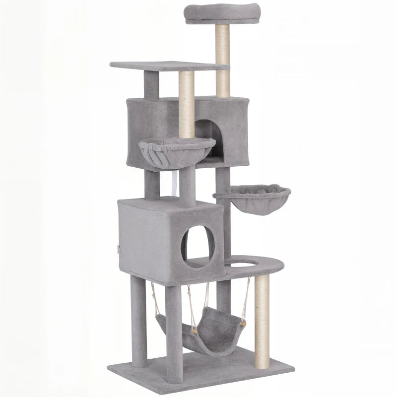 PawHut 66 Inch Large Cat Tree, Light Grey