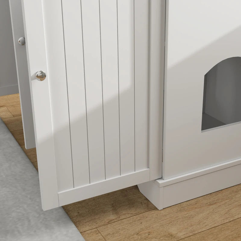 PawHut Cat Litter Box Enclosure with Drawer, White