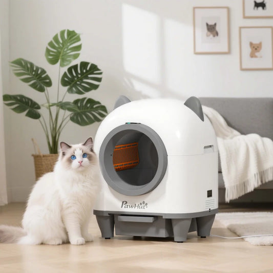 PawHut Automatic Cat Litter Box with App Control, White