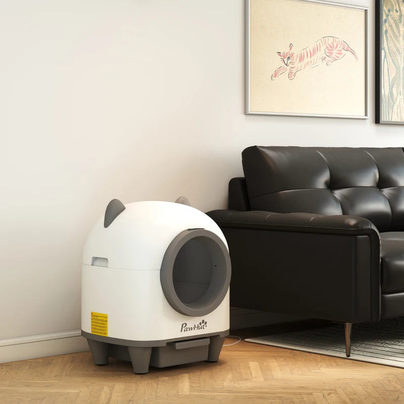 PawHut Automatic Cat Litter Box with App Control, White