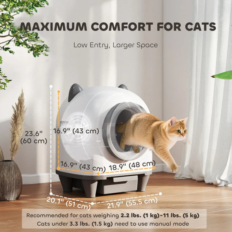 PawHut Automatic Cat Litter Box with App Control, White