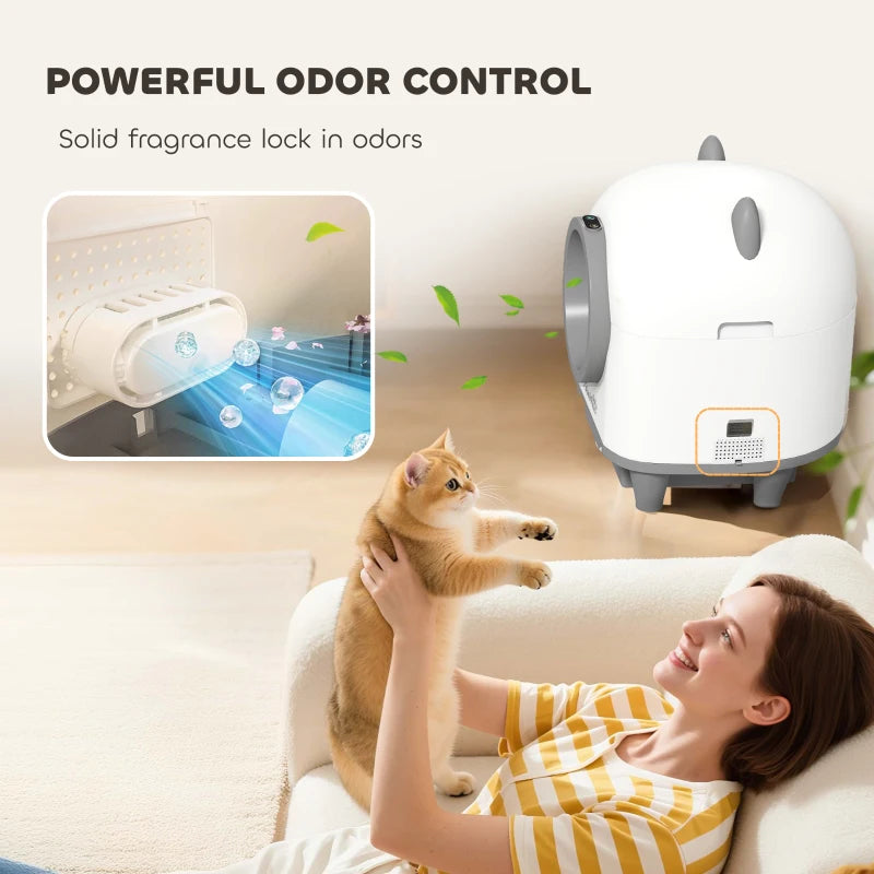 PawHut Automatic Cat Litter Box with App Control, White