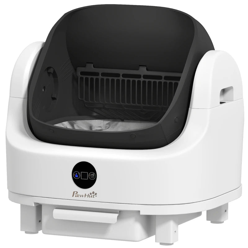 PawHut Open-Top Self Cleaning Cat Litter Box, White