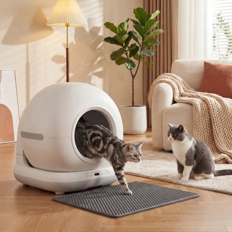 PawHut 72L Automatic Litter Box, Self Cleaning Litter Box, White