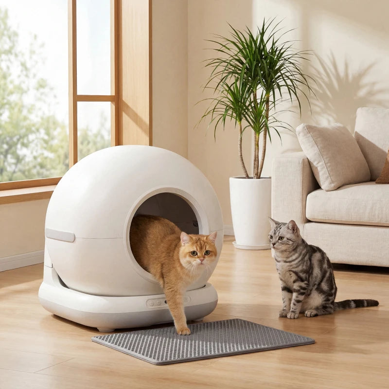 PawHut 72L Automatic Litter Box, Self Cleaning Litter Box, White
