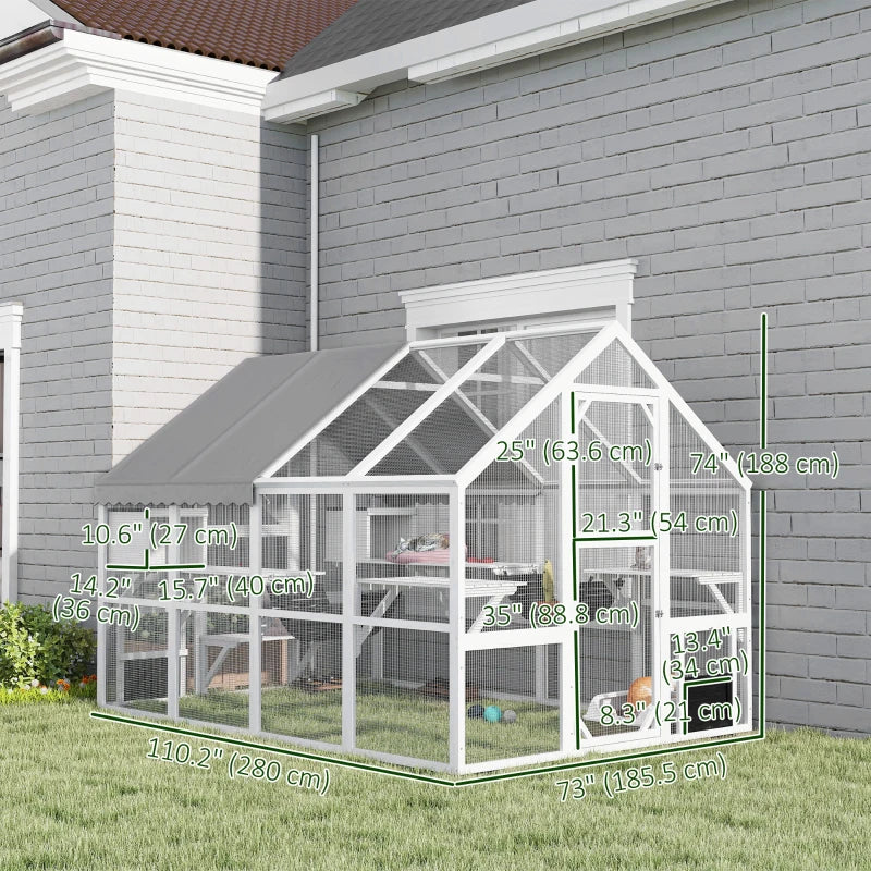 PawHut Outdoor Cat Enclosure Wooden, White