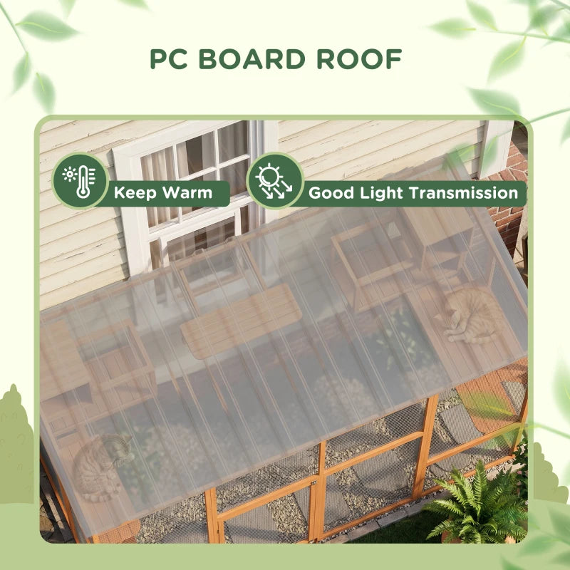 PawHut Large Outdoor Catio with 2 Condos, Orange