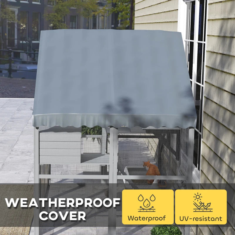 PawHut Large Catio Outdoor with Waterproof Cover, Grey