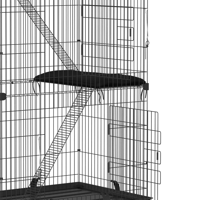 PawHut 3-Tier Cat Cage Indoor, Black