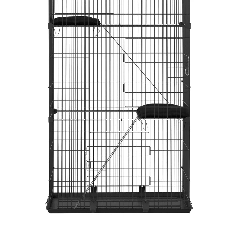 PawHut 3-Tier Cat Cage Indoor, Black