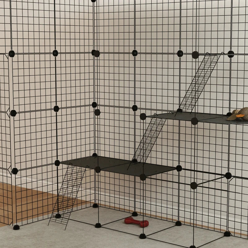 PawHut 4-Tier 55" Cat Cage Indoor, Black