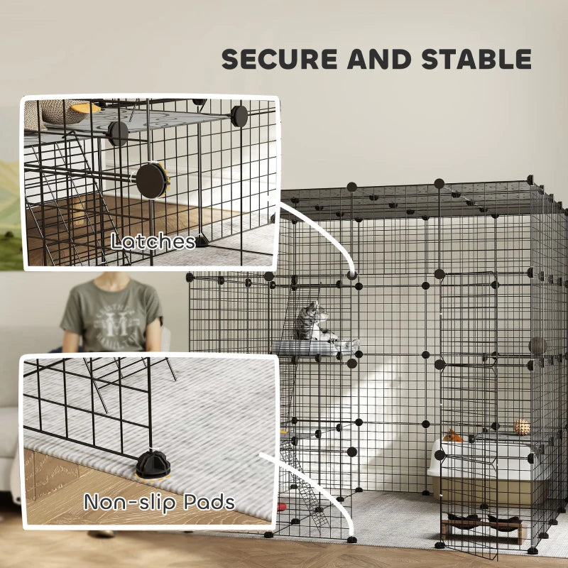 PawHut 4-Tier 55" Cat Cage Indoor, Black