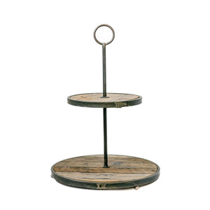 Wood & Metal Two Tier Tray
